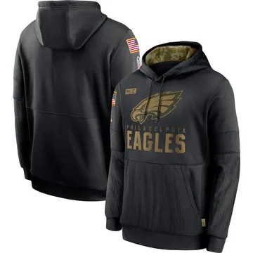 Men's Philadelphia Eagles Black 2020 Salute to Service Sideline Performance Pullover Hoodie By Nike