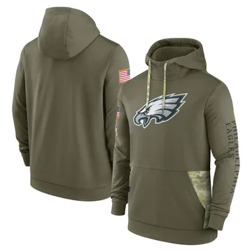 Men's Philadelphia Eagles Olive 2022 Salute to Service Therma Performance Pullover Hoodie By Nike