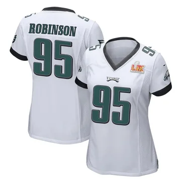 Women's Philadelphia Eagles Ty Robinson White Game Super Bowl LIX Jersey By Nike